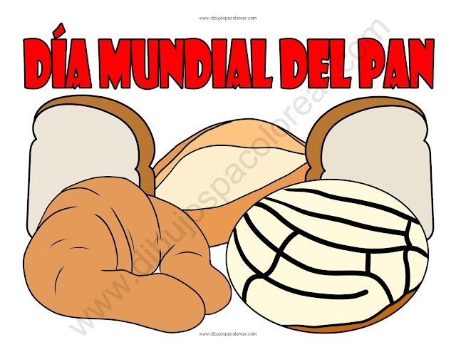 Día Mundial del Pan dibujo a color y para colorear